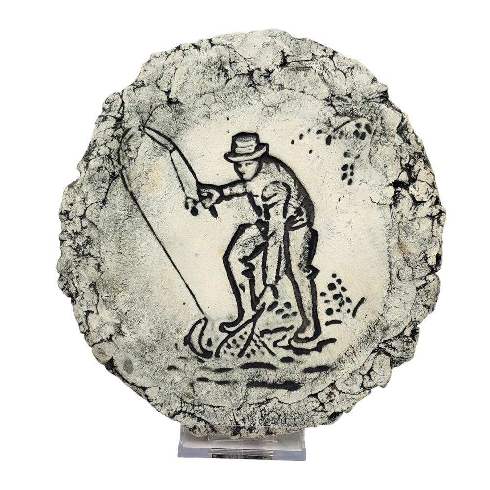 Shapes of Clay Mt St Helens Volcanic Ash Fisherman Wall Plaque Art Fishing